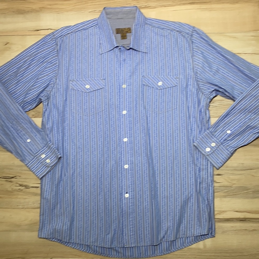 Blue Pronto Uomo XL Button Front Stripes Shirt - Picture 5 of 8